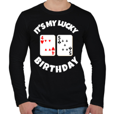 PRINTFASHION 45 POKER SZÜLINAP - Férfi hosszú ujjú póló - Fekete