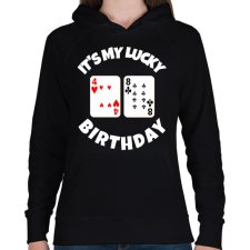 PRINTFASHION 48 POKER SZÜLINAP - Női kapucnis pulóver - Fekete női pulóver, kardigán