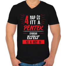 PRINTFASHION 4 nap és itt a péntek - fehér - Férfi V-nyakú póló - Fekete férfi póló