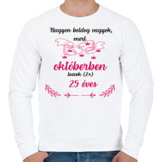 PRINTFASHION 50. (225) szülinap okt - Férfi pulóver - Fehér