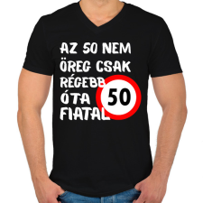 PRINTFASHION 50 éves Fehér. - Férfi V-nyakú póló - Fekete férfi póló