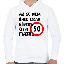 PRINTFASHION 50 éves Fekete. - Férfi kapucnis pulóver - Fehér férfi pulóver, kardigán