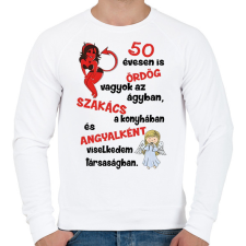 PRINTFASHION 50 évesen is ördög - Férfi pulóver - Fehér férfi pulóver, kardigán