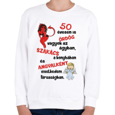 PRINTFASHION 50 évesen is ördög - Gyerek pulóver - Fehér gyerek pulóver, kardigán