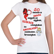 PRINTFASHION 50 évesen is ördög - Női póló - Fehér