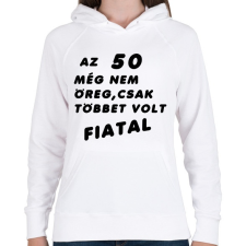 PRINTFASHION 50? Fiatal! - Női kapucnis pulóver - Fehér női pulóver, kardigán