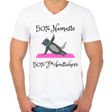 PRINTFASHION 50% NAMASTE 50% F#CK OUTTA HERE - Férfi V-nyakú póló - Fehér férfi póló