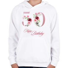 PRINTFASHION 50 szülinap betűs - Gyerek kapucnis pulóver - Fehér