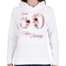 PRINTFASHION 50 szülinap betűs - Női kapucnis pulóver - Fehér női pulóver, kardigán