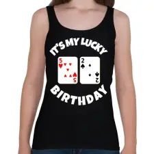 PRINTFASHION 52 POKER SZÜLINAP - Női atléta - Fekete női trikó