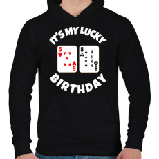 PRINTFASHION 58 POKER SZÜLINAP - Férfi kapucnis pulóver - Fekete