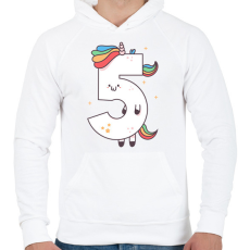 PRINTFASHION 5 éves unikornis - Férfi kapucnis pulóver - Fehér