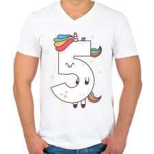 PRINTFASHION 5 éves unikornis - Férfi V-nyakú póló - Fehér férfi póló