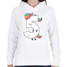 PRINTFASHION 5 éves unikornis - Női kapucnis pulóver - Fehér női pulóver, kardigán