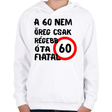 PRINTFASHION 60 éves Fekete. - Gyerek kapucnis pulóver - Fehér