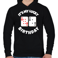 PRINTFASHION 62 POKER SZÜLINAP - Férfi kapucnis pulóver - Fekete