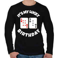 PRINTFASHION 63 POKER SZÜLINAP - Férfi hosszú ujjú póló - Fekete