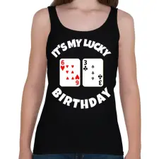 PRINTFASHION 63 POKER SZÜLINAP - Női atléta - Fekete női trikó