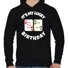 PRINTFASHION 64 POKER SZÜLINAP - Férfi kapucnis pulóver - Fekete férfi pulóver, kardigán