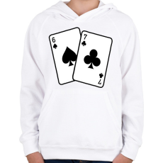 PRINTFASHION 67 kártya - Gyerek kapucnis pulóver - Fehér