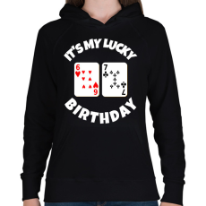 PRINTFASHION 67 POKER SZÜLINAP - Női kapucnis pulóver - Fekete