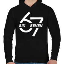 PRINTFASHION 67 - sixseven - fehér - Férfi kapucnis pulóver - Fekete férfi pulóver, kardigán
