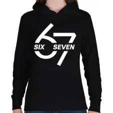 PRINTFASHION 67 - sixseven - fehér - Női kapucnis pulóver - Fekete női pulóver, kardigán