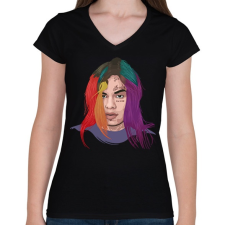PRINTFASHION 69 Tekashi 69 - Női V-nyakú póló - Fekete női póló