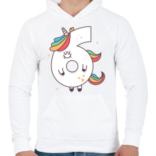 PRINTFASHION 6 éves unikornis - Férfi kapucnis pulóver - Fehér férfi pulóver, kardigán