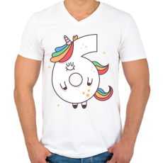 PRINTFASHION 6 éves unikornis - Férfi V-nyakú póló - Fehér