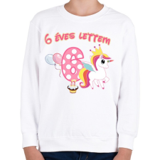 PRINTFASHION 6 éves unikornis - Gyerek pulóver - Fehér gyerek pulóver, kardigán