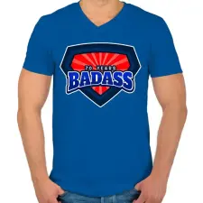 PRINTFASHION 70 YEARS BADASS - Férfi V-nyakú póló - Királykék férfi póló
