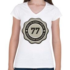 PRINTFASHION 77 - Női V-nyakú póló - Fehér