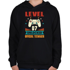PRINTFASHION 7 éves gamer - Gyerek kapucnis pulóver - Fekete