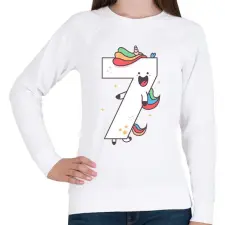 PRINTFASHION 7 éves unikornis - Női pulóver - Fehér női pulóver, kardigán