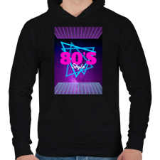 PRINTFASHION 80-as évek - Férfi kapucnis pulóver - Fekete férfi pulóver, kardigán