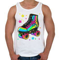 PRINTFASHION 80-as évek retro görkorcsolya neon - Férfi atléta - Fehér