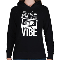 PRINTFASHION 80's vibe - Női kapucnis pulóver - Fekete