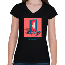 PRINTFASHION 80S - Női V-nyakú póló - Fekete női póló
