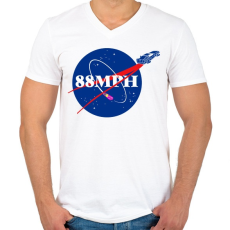 PRINTFASHION 88mph - Férfi V-nyakú póló - Fehér