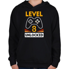 PRINTFASHION 8-as szint feloldva - Gyerek kapucnis pulóver - Fekete gyerek pulóver, kardigán