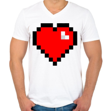 PRINTFASHION 8bit szív - Férfi V-nyakú póló - Fehér férfi póló