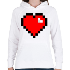 PRINTFASHION 8bit szív - Női kapucnis pulóver - Fehér