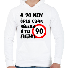 PRINTFASHION 90 éves fekete - Férfi kapucnis pulóver - Fehér