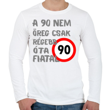 PRINTFASHION 90 éves (szürke) - Férfi hosszú ujjú póló - Fehér férfi póló