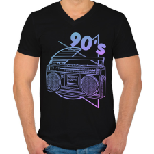 PRINTFASHION 90's - Férfi V-nyakú póló - Fekete férfi póló