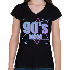 PRINTFASHION 90's  - Női V-nyakú póló - Fekete