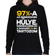 PRINTFASHION 97%-A AZ EMBEREKNEK HÜLYE - Női kapucnis pulóver - Fekete