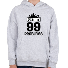PRINTFASHION 99 Probléma - Fortnite - Gyerek kapucnis pulóver - Sport szürke gyerek pulóver, kardigán