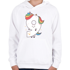 PRINTFASHION 9 éves unikornis - Gyerek kapucnis pulóver - Fehér
